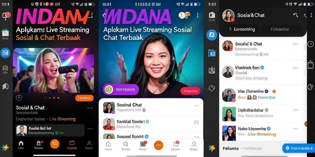 Tampilan antarmuka INDAAA yang menarik dan fungsional untuk Live Streaming.