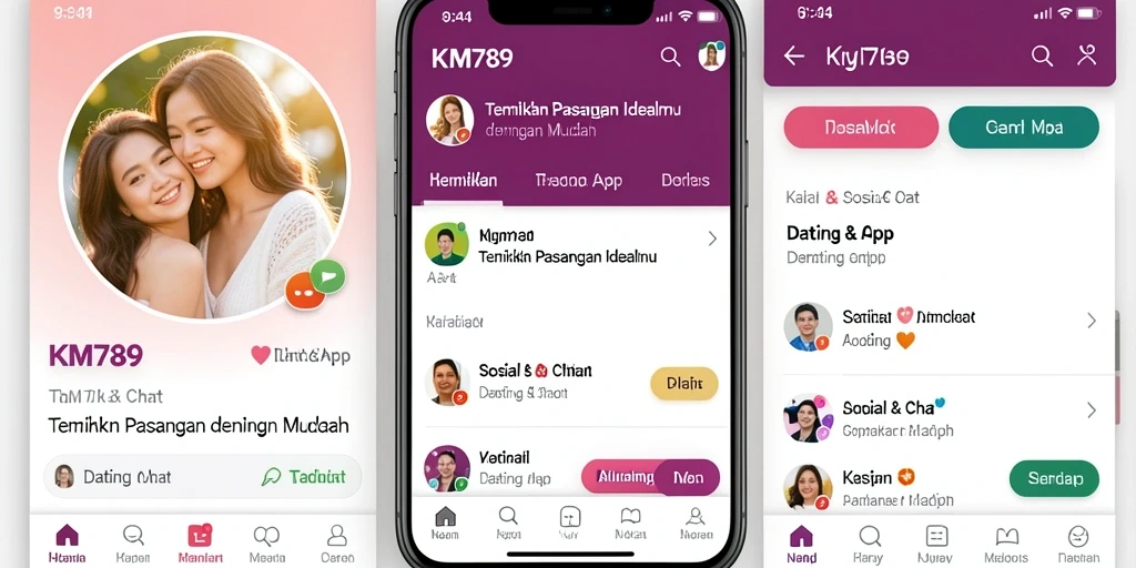 Antarmuka KM789 yang modern dan interaktif untuk menemukan pasangan.