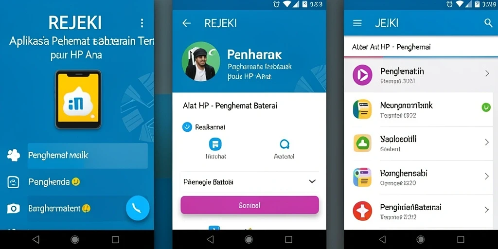 Antarmuka intuitif aplikasi REJEKI untuk menghemat baterai.