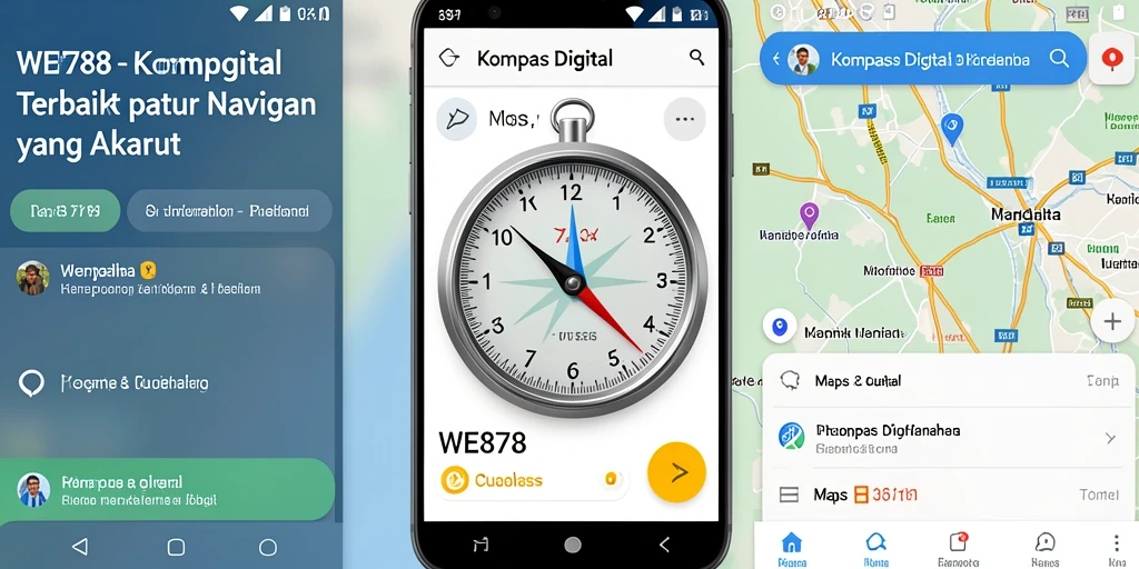 Antarmuka sederhana dan fungsional dari aplikasi Kompas Digital.